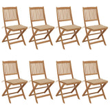 Chaises pliables de jardin lot de 8 avec coussins Bois d'acacia