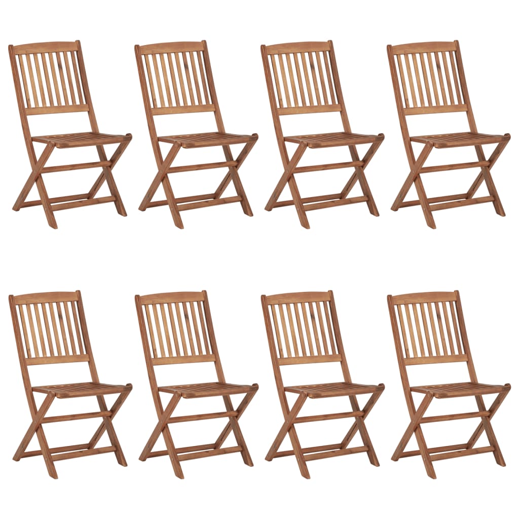 Chaises pliables de jardin lot de 8 avec coussins Bois d'acacia