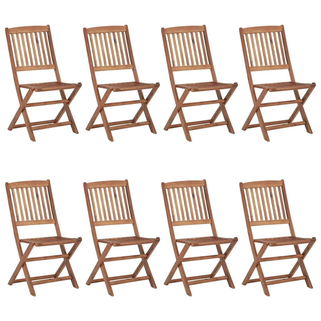 Chaises pliables de jardin lot de 8 avec coussins Bois d'acacia