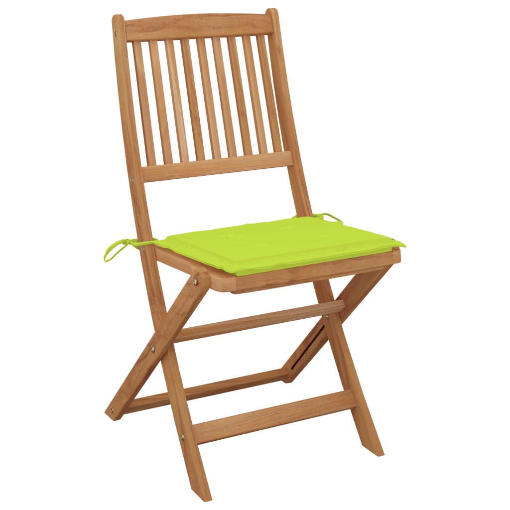 Chaises pliables de jardin lot de 8 avec coussins Bois d'acacia