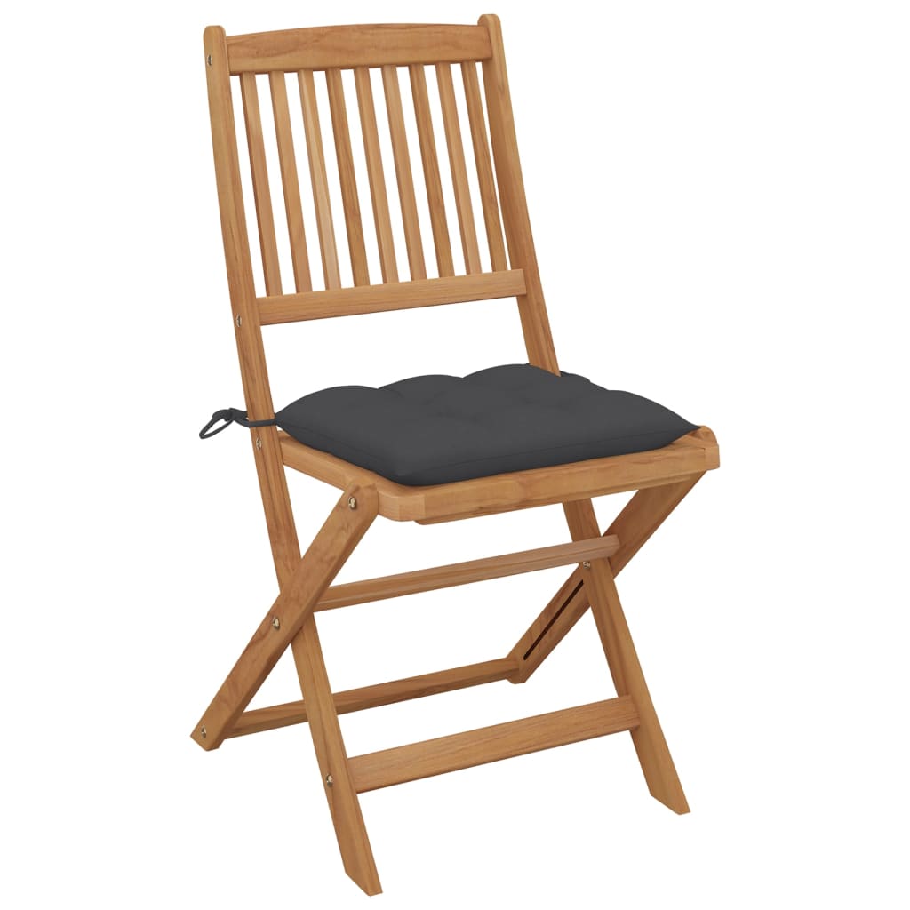 Chaises pliables de jardin lot de 8 avec coussins Bois d'acacia