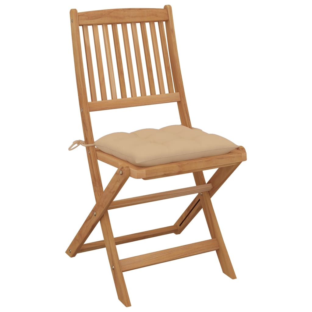 Chaises pliables de jardin lot de 8 avec coussins Bois d'acacia