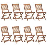 Chaises pliables de jardin lot de 8 avec coussins Bois d'acacia