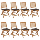 Chaises pliables de jardin lot de 8 avec coussins Bois d'acacia