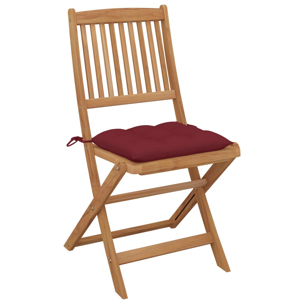 Chaises pliables de jardin lot de 8 avec coussins Bois d'acacia