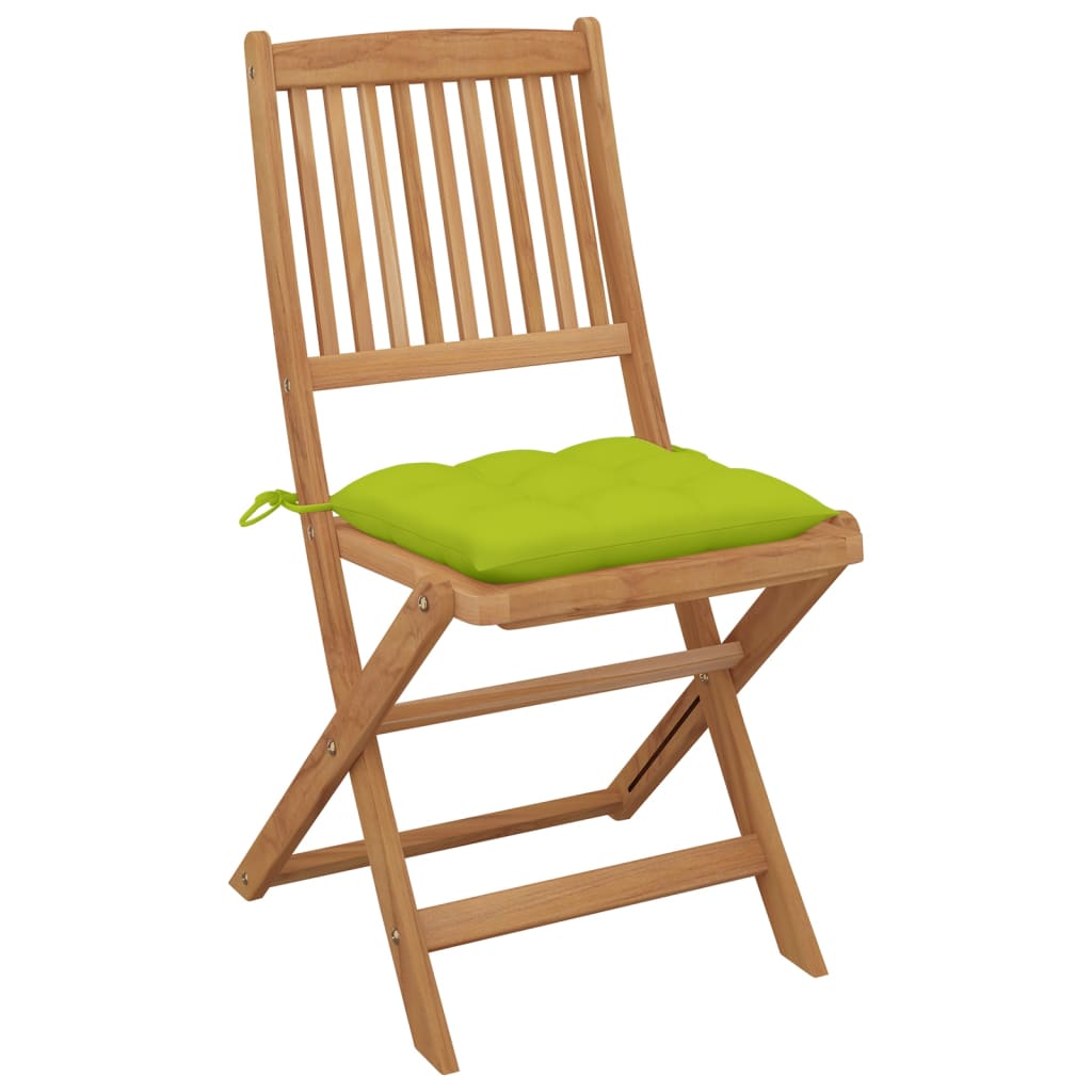 Chaises pliables de jardin lot de 8 avec coussins Bois d'acacia