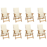 Chaises pliables de jardin avec coussins lot de 8 Bois d'acacia