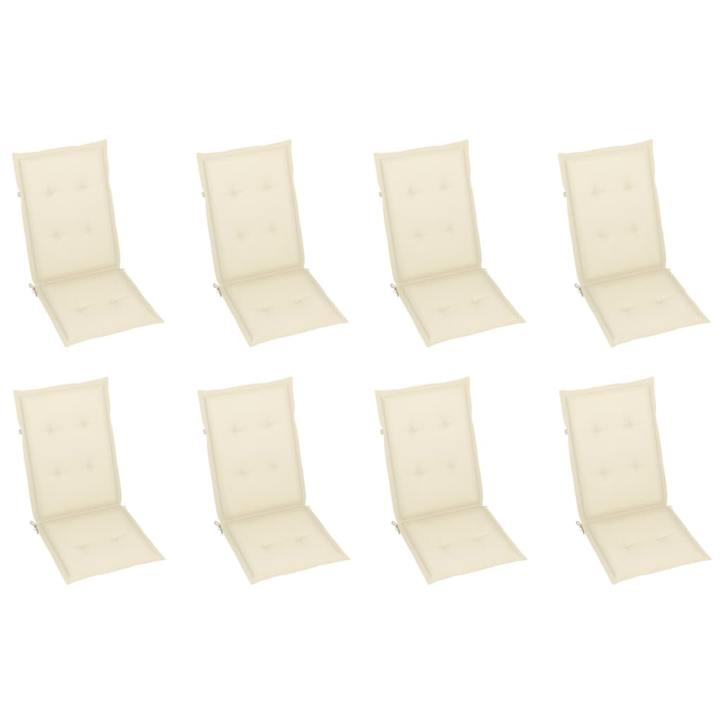 Chaises pliables de jardin avec coussins lot de 8 Bois d'acacia