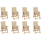 Folding Garden Chairs with Cushions Set of 8 Acacia Wood