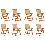 Folding Garden Chairs with Cushions Set of 8 Acacia Wood