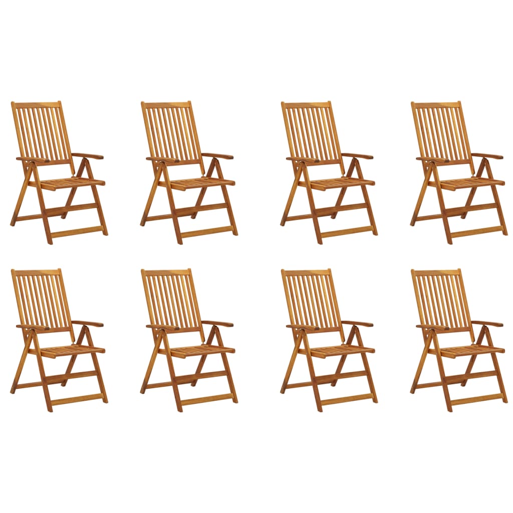 Folding Garden Chairs with Cushions Set of 8 Acacia Wood