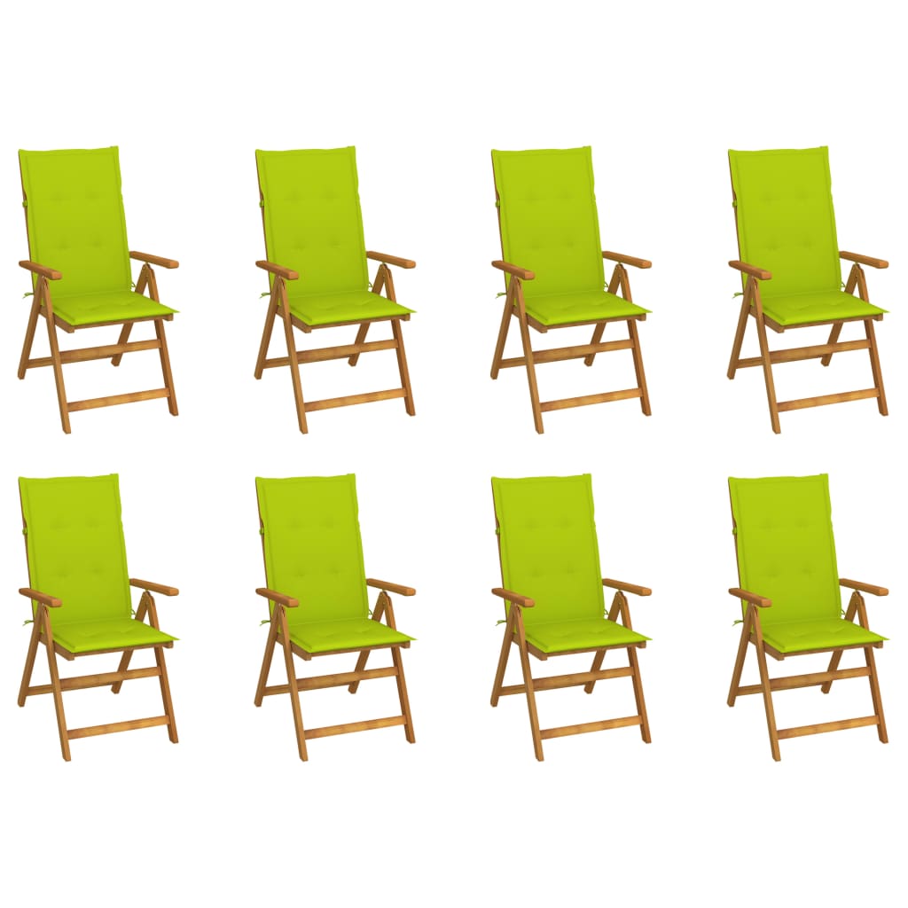 Chaises pliables de jardin avec coussins lot de 8 Bois d'acacia