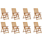 Chaises pliables de jardin avec coussins lot de 8 Bois d'acacia