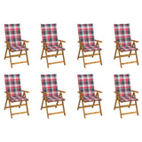 Chaises pliables de jardin avec coussins lot de 8 Bois d'acacia