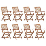 Outdoor Folding Chairs Set of 8 Solid Acacia Wood