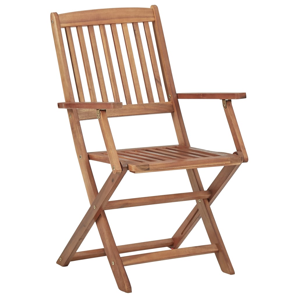 Outdoor Folding Chairs Set of 8 Solid Acacia Wood