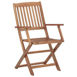 Outdoor Folding Chairs Set of 8 Solid Acacia Wood