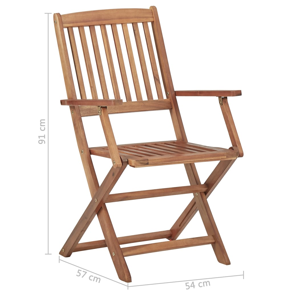 Outdoor Folding Chairs Set of 8 Solid Acacia Wood