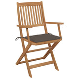 Outdoor Folding Chairs and Cushions Set of 8 Acacia Wood