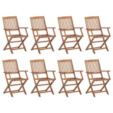 Outdoor Folding Chairs and Cushions Set of 8 Acacia Wood