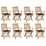 Outdoor Folding Chairs and Cushions Set of 8 Acacia Wood