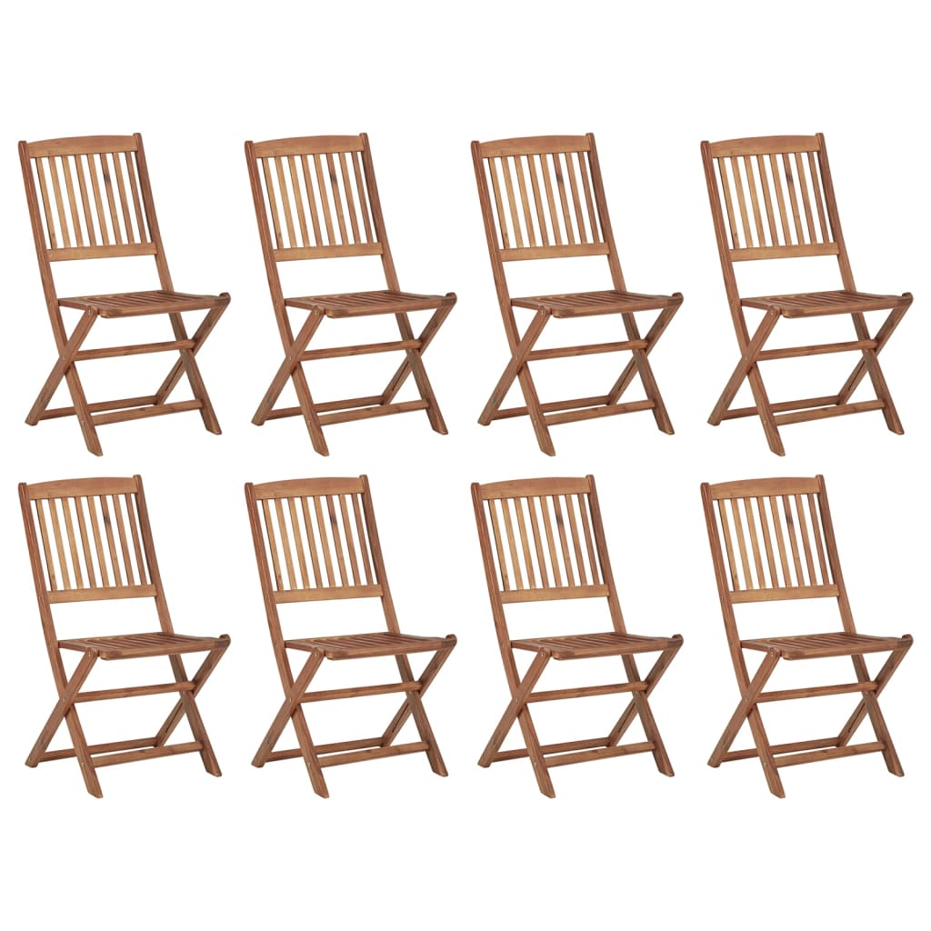 Outdoor Folding Chairs and Cushions Set of 8 Acacia Wood