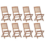 Outdoor Folding Chairs and Cushions Set of 8 Acacia Wood