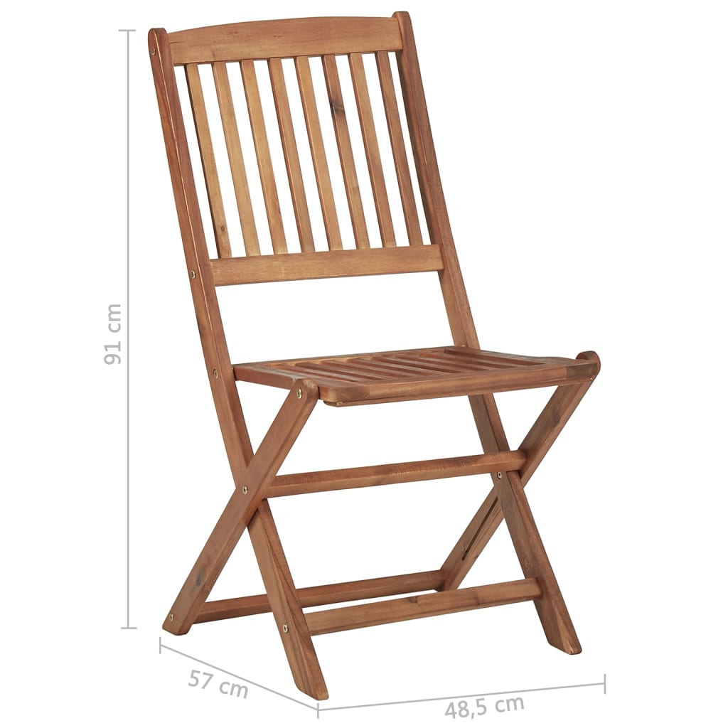 Outdoor Folding Chairs and Cushions Set of 8 Acacia Wood