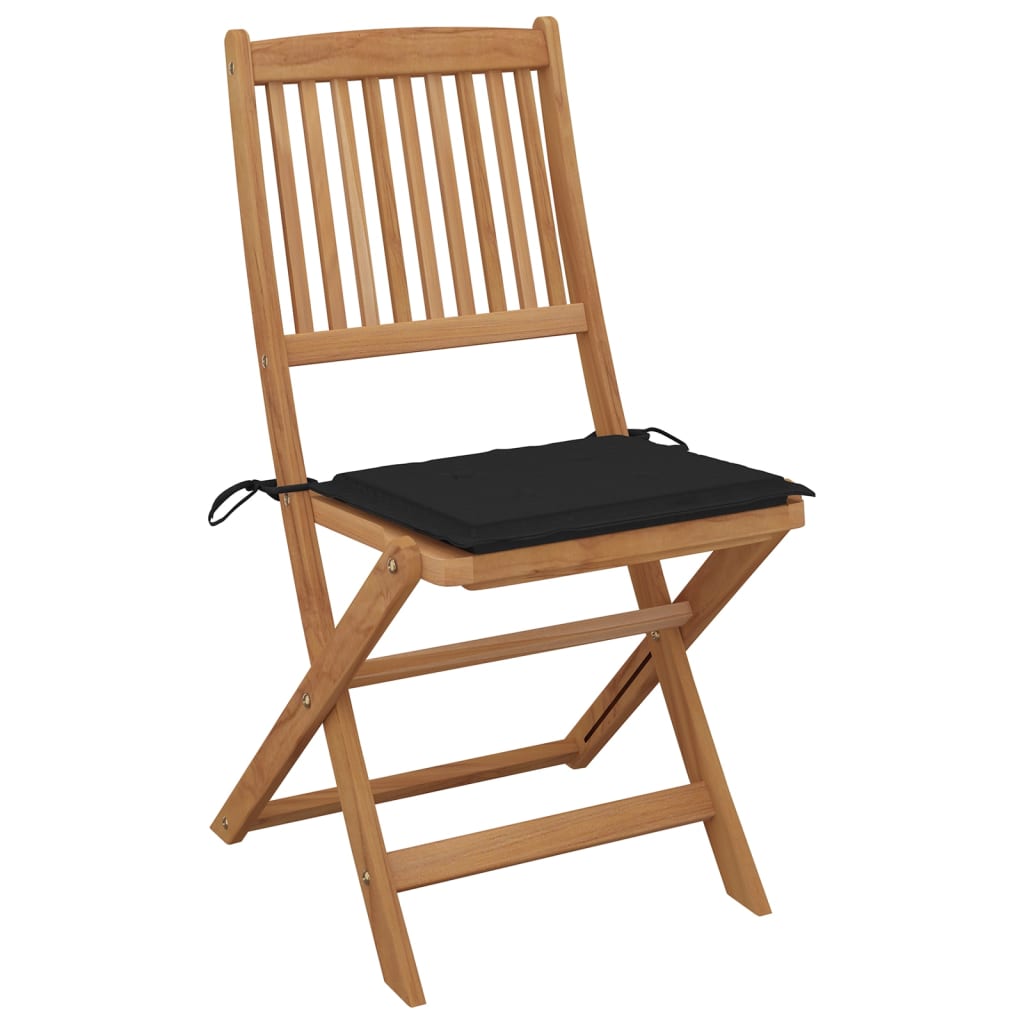 Outdoor Folding Chairs and Cushions Set of 8 Acacia Wood