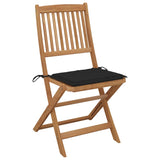 Outdoor Folding Chairs and Cushions Set of 8 Acacia Wood