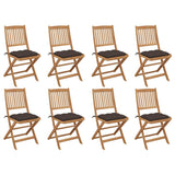 Chaises pliables d'extérieur et coussins lot de 8 Bois d'acacia