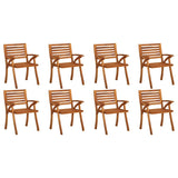 Chaises de jardin avec coussins lot de 8 Bois d'acacia solide