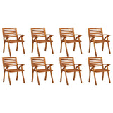 Chaises de jardin avec coussins lot de 8 Bois d'acacia solide