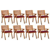 Chaises de jardin avec coussins lot de 8 Bois d'acacia solide