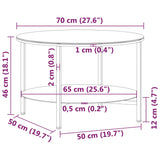 Teetisch Schwarz und transparent 70 cm gehärtetes Glas