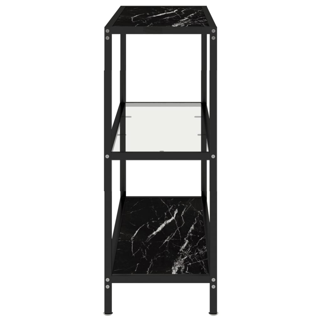 Étagère transparent et marbre noir 100x36x90 cm verre trempé