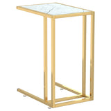 Table d'appoint ordinateur Marbre blanc 50x35x65cm Verre trempé