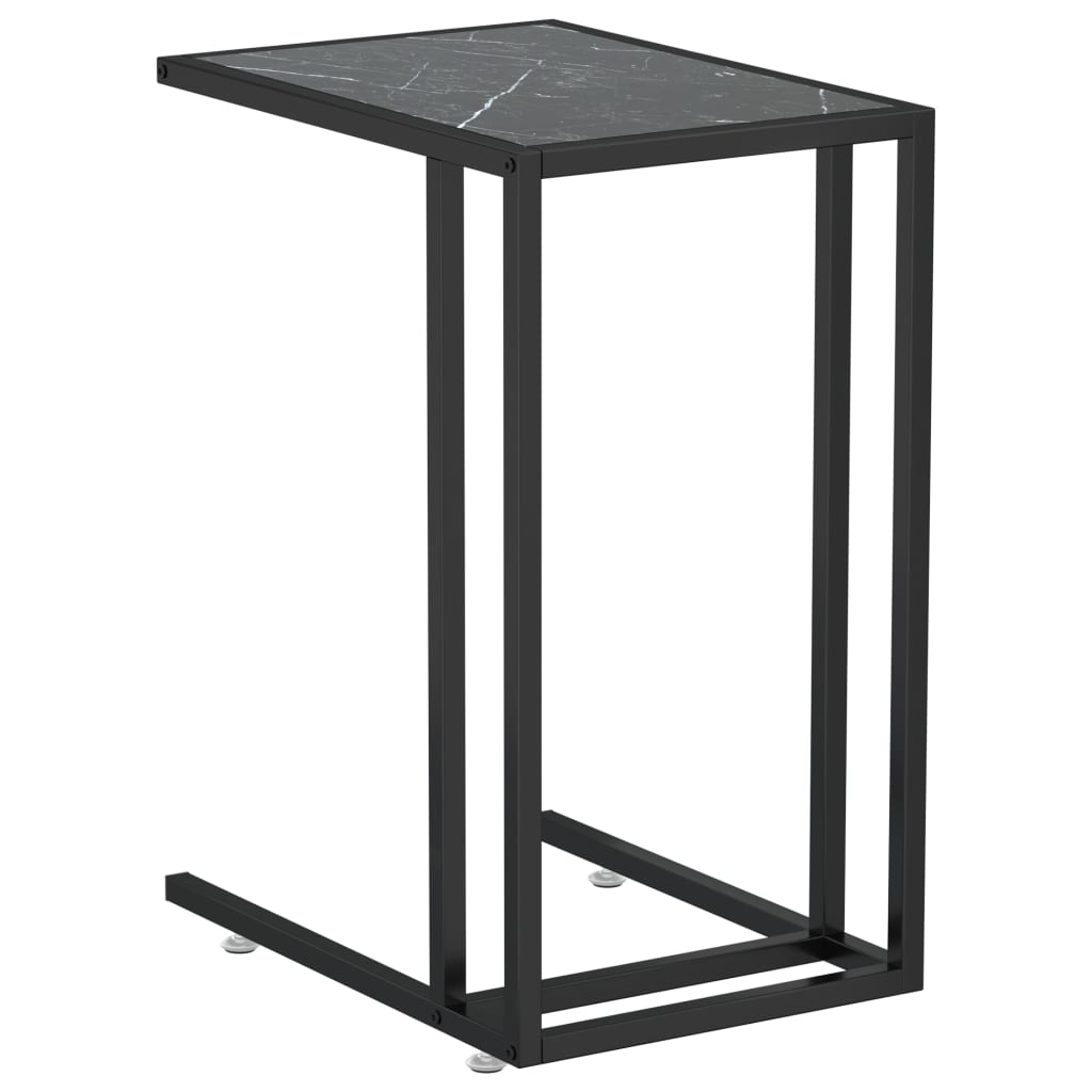 Table d'appoint ordinateur Marbre noir 50x35x65 cm Verre trempé