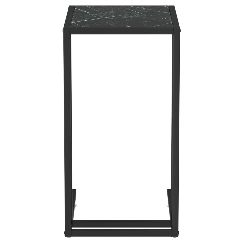 Table d'appoint ordinateur Marbre noir 50x35x65 cm Verre trempé