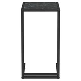 Table d'appoint ordinateur Marbre noir 50x35x65 cm Verre trempé