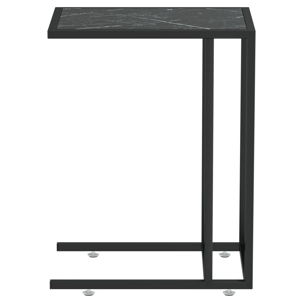 Table d'appoint ordinateur Marbre noir 50x35x65 cm Verre trempé