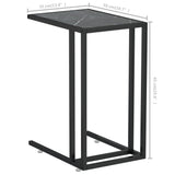 Table d'appoint ordinateur Marbre noir 50x35x65 cm Verre trempé