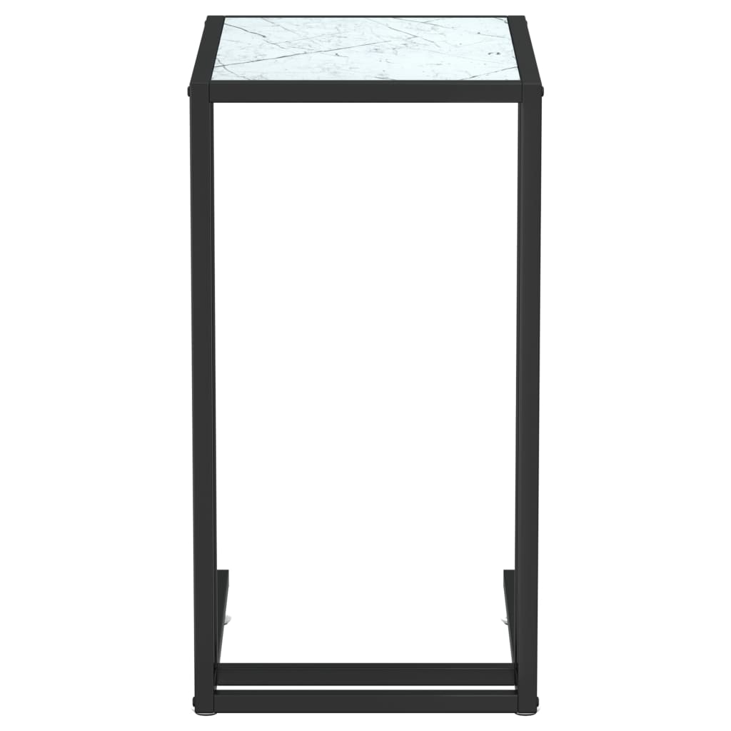 Table d'appoint ordinateur Marbre blanc 50x35x65cm Verre trempé