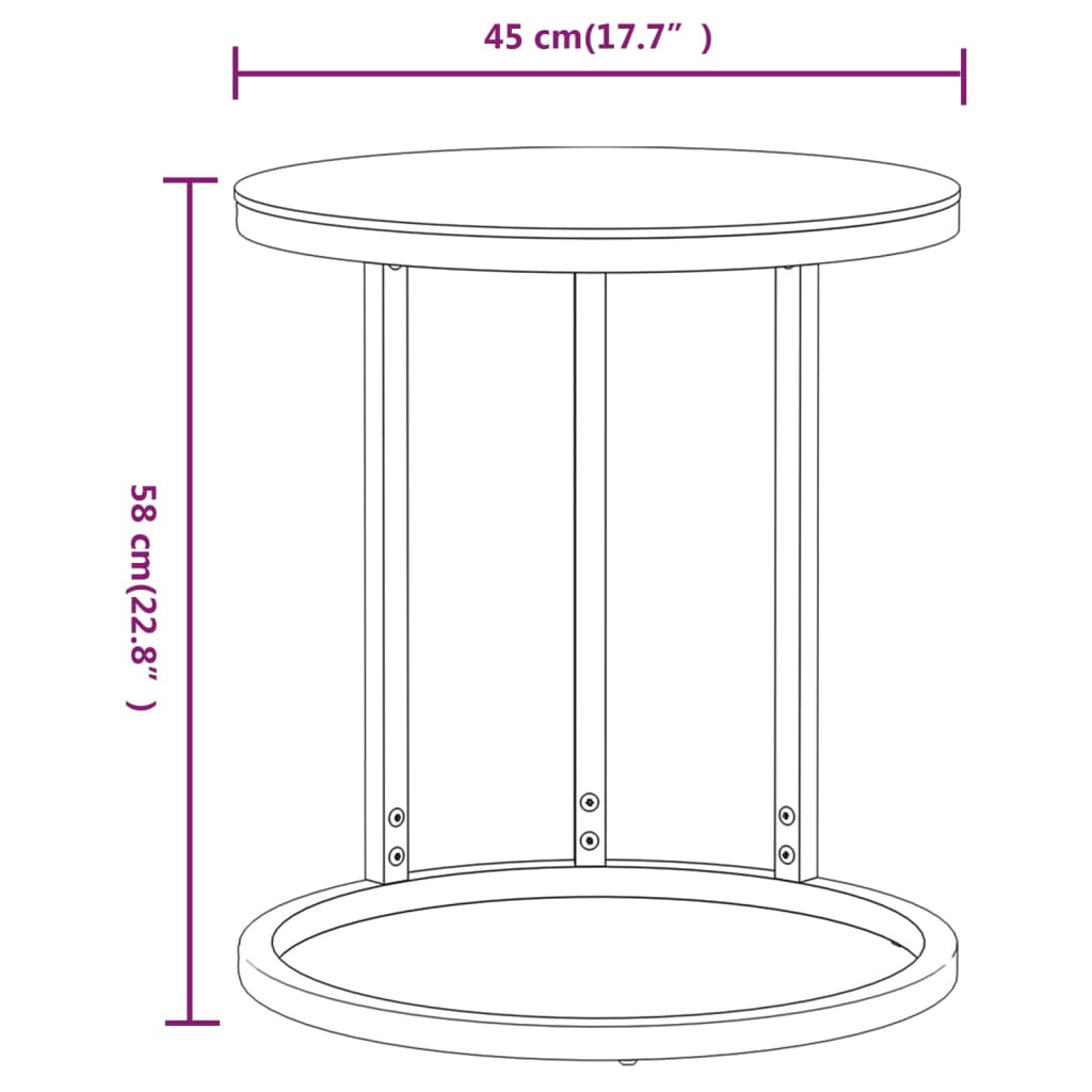 Table d'appoint Doré et marbre blanc 45 cm Verre trempé