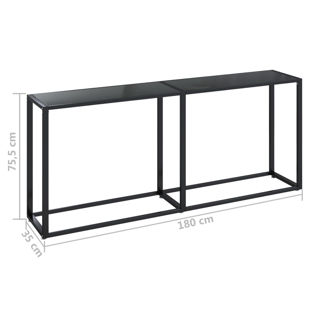 Table console Noir 180x35x75,5 cm Verre trempé