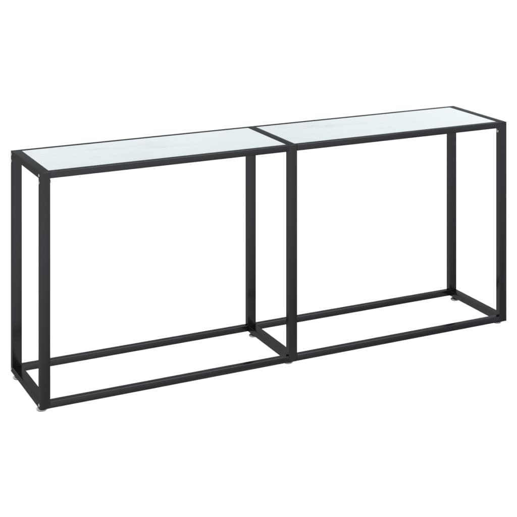 Table console Marbre blanc 180x35x75,5 cm Verre trempé