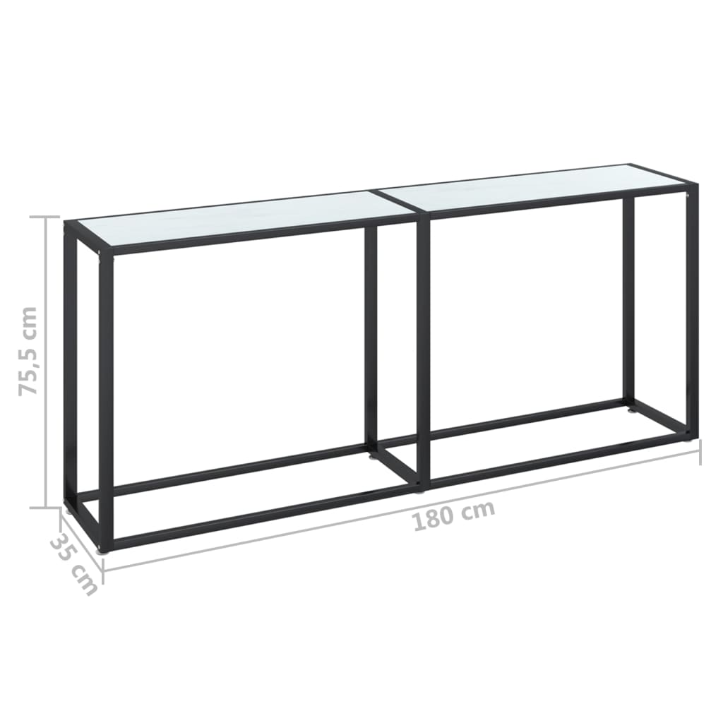 Console table White marble 180x35x75.5 cm Tempered glass