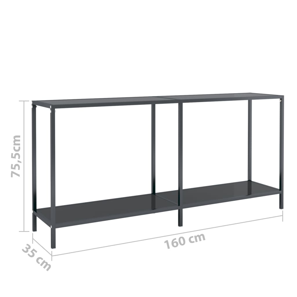 Console table Black 160x35x75.5 cm Tempered glass