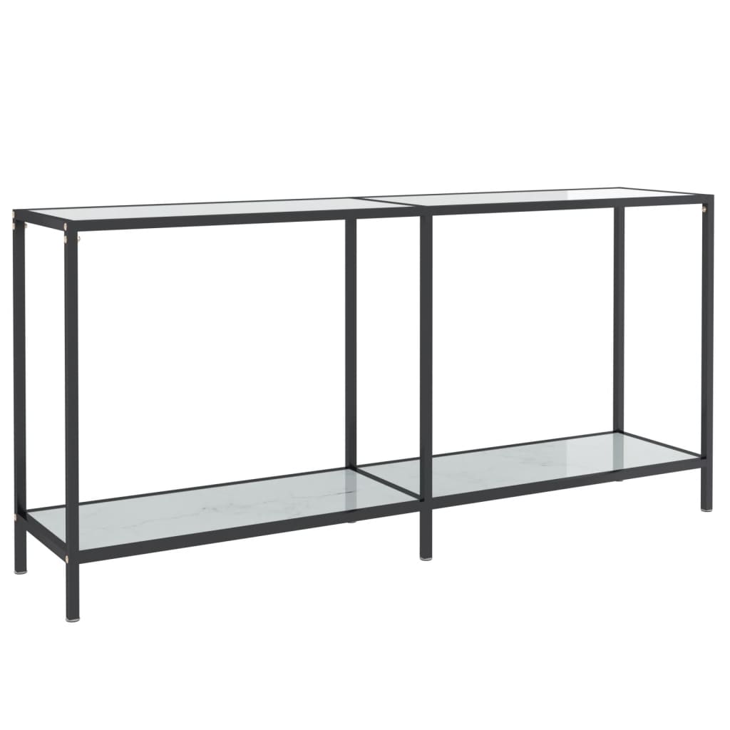 Console table White 160x35x75.5 cm Tempered glass