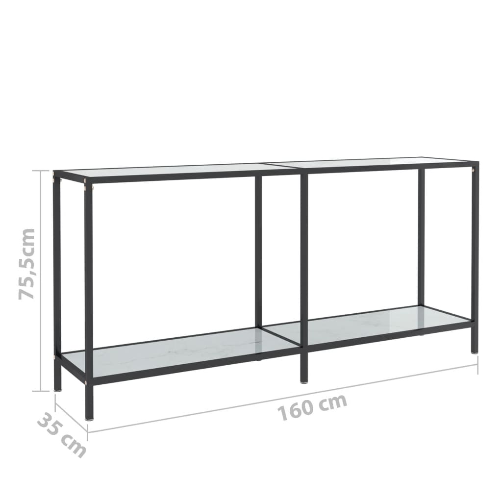 Konsolentisch Weiß 160x35x75,5 cm Gehärtetes Glas